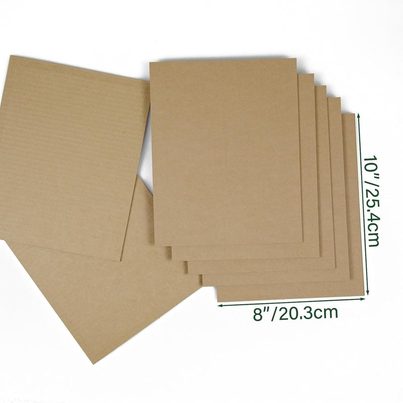 HESESOH 50 Pack Brown Corrugated Cardboard Sheets 8"L x 10"W, Flat Kraft Sheet for DIY Glass Divider Kits and Crafts Supplies - Image 2